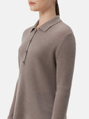 close up of light brown polo sweater #color_stucco