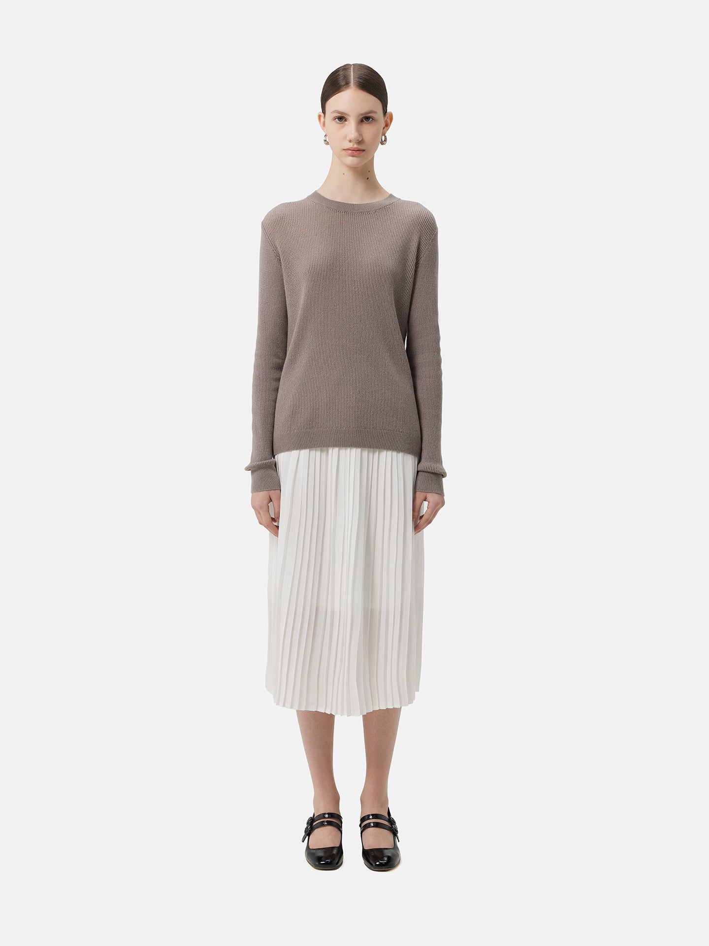 Ajour-Knit Cashmere Crewneck Sweater