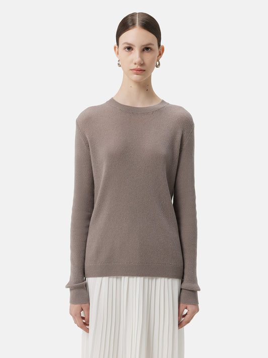 Ajour-Knit Cashmere Crewneck Sweater