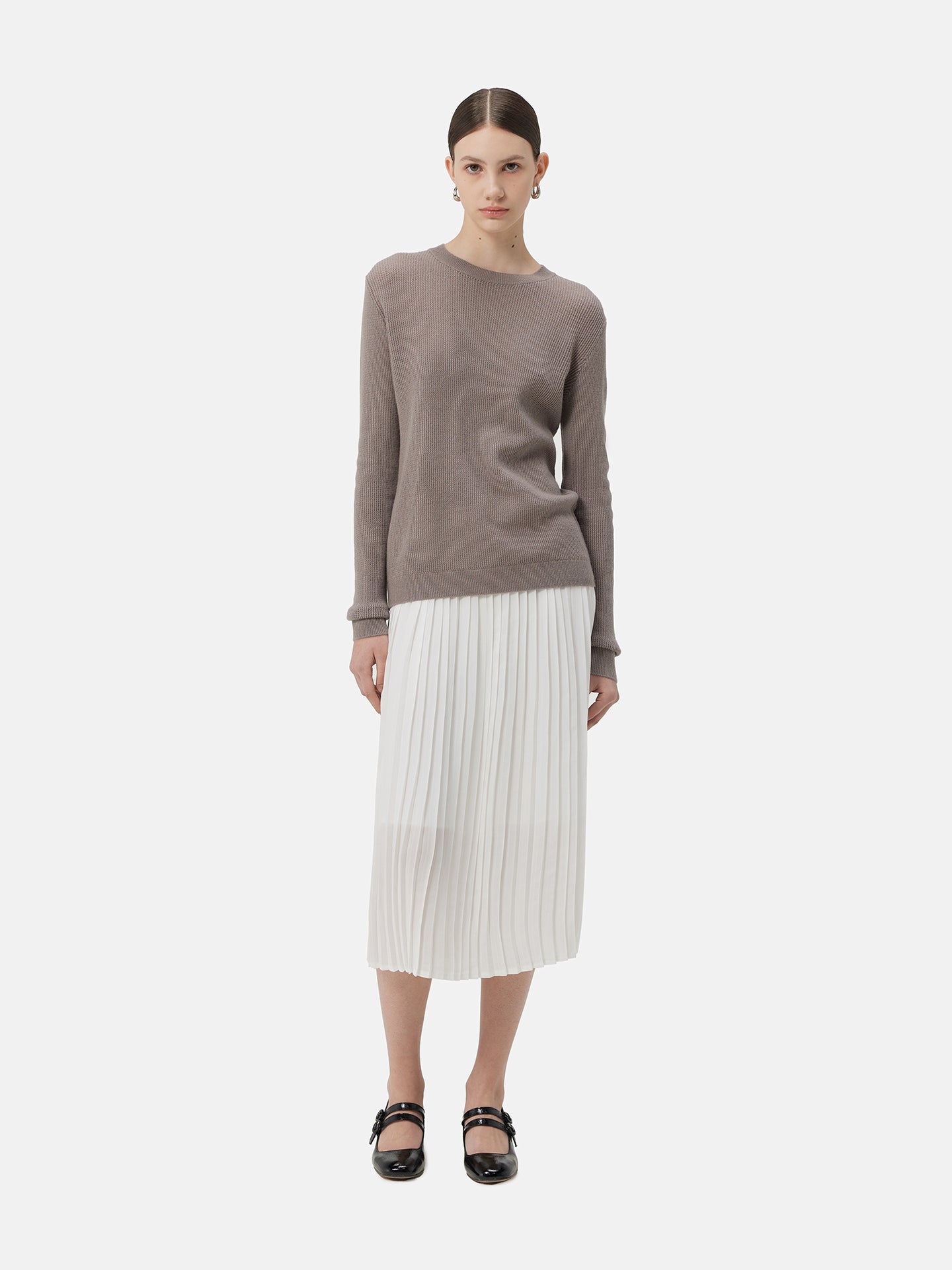 Ajour-Knit Cashmere Crewneck Sweater