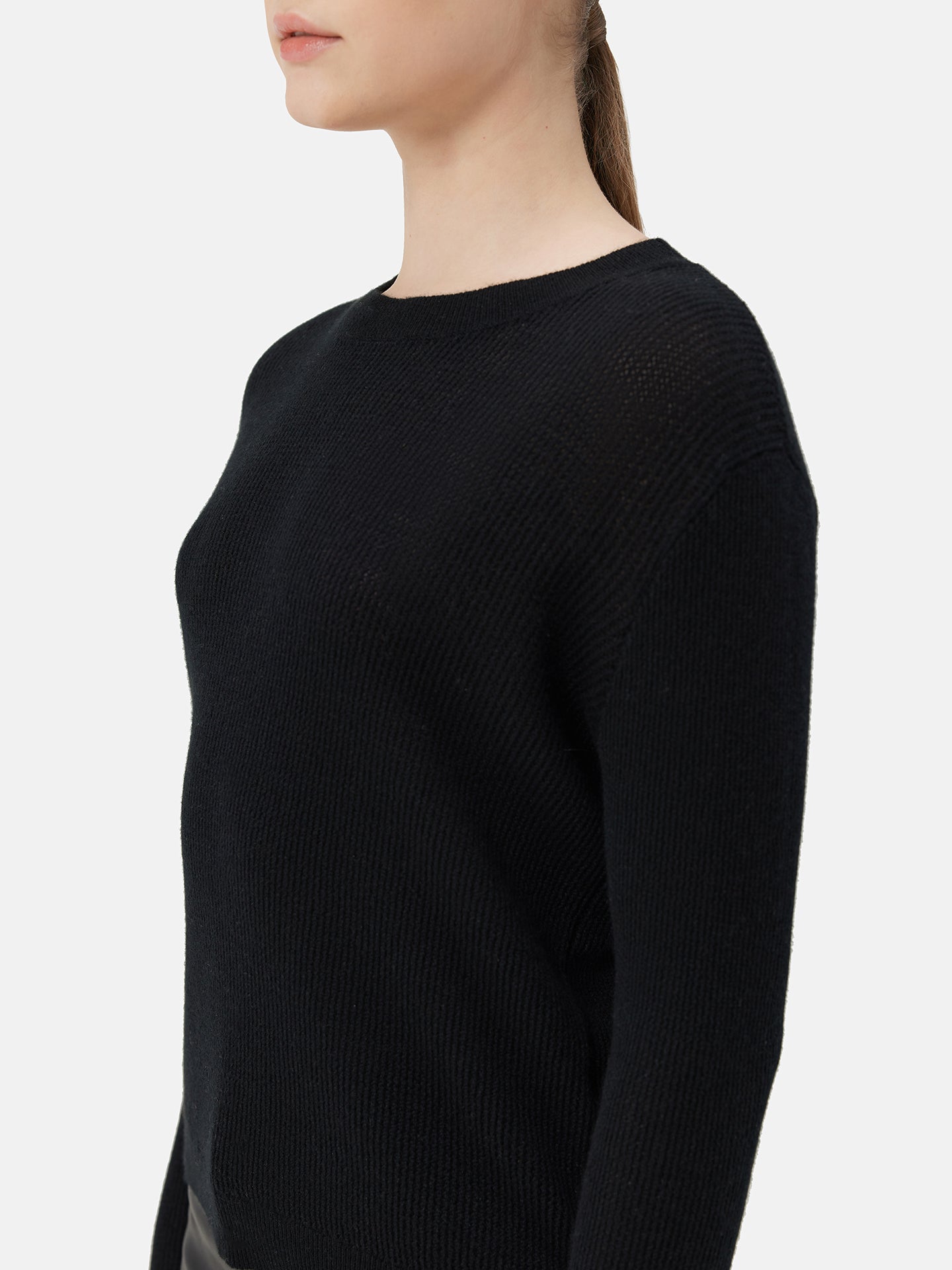 Women's Cashmere Bell-Sleeve Sweater Black - Gobi Cashmere