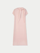 Pink medium dress with a scarf tie detail on a white background . #color_all