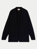 Black without button cardigan on a light gray background #color_black