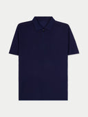 Navy blue polo shirt on a light gray background #color_mood-indigo