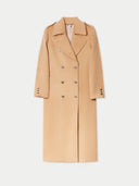 Beige trench coat on a white background  #color_almond