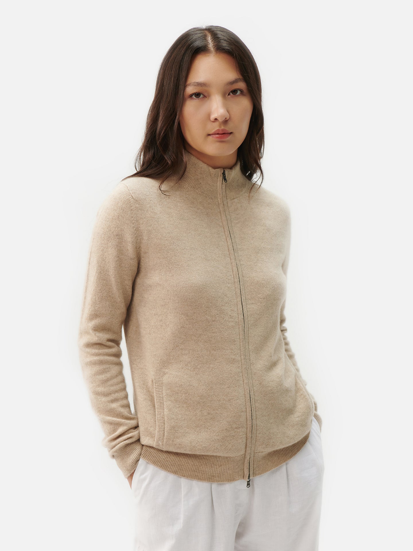 Full-Zip Cashmere Cardigan