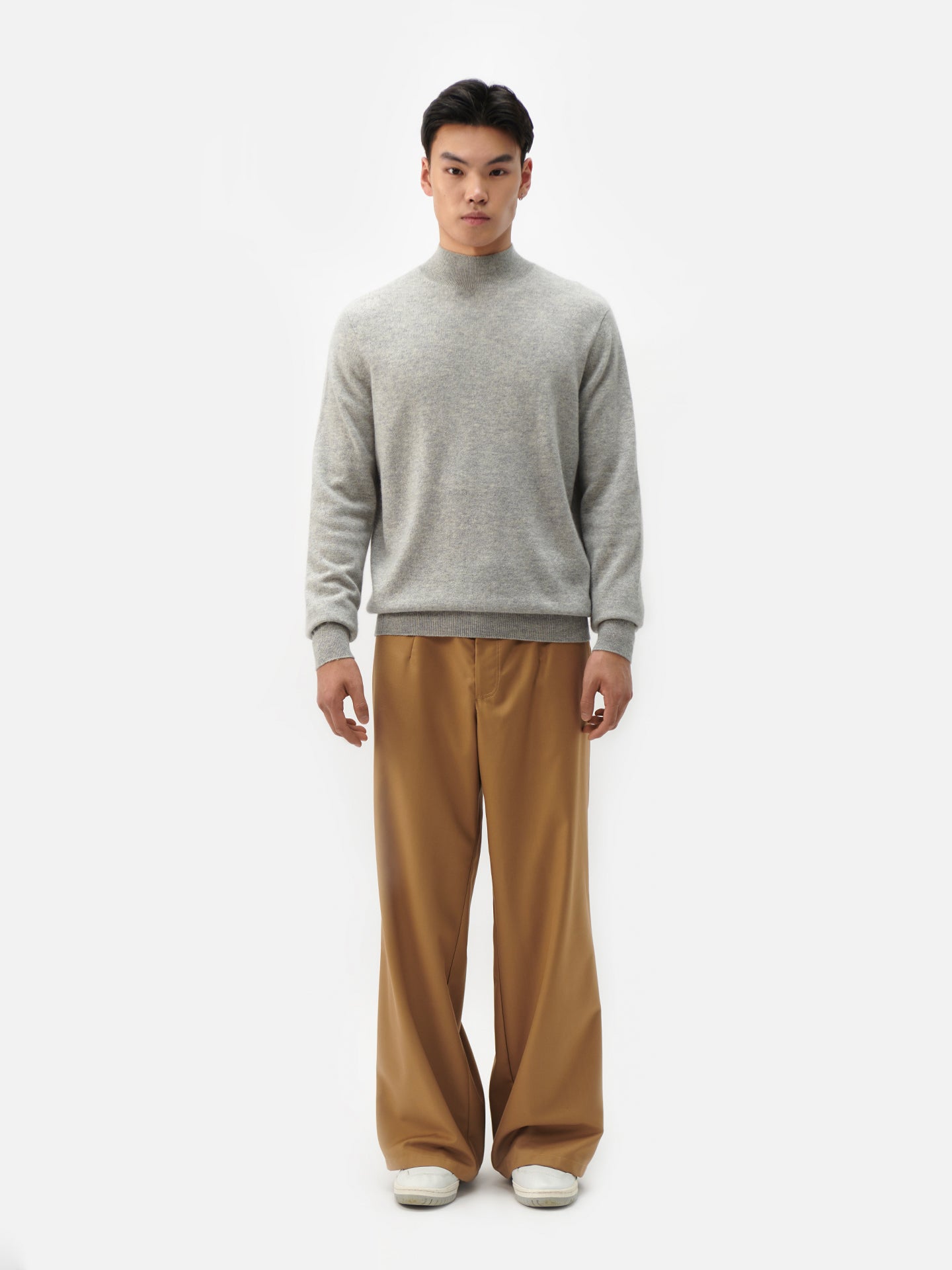Men's Cashmere Mock Neck Sweater Gray - Gobi Cashmere