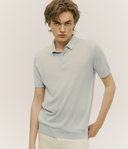 Shop men — GOBI Cashmere pale blue knit cashmere polo shirt