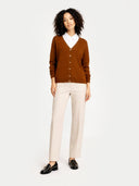 Essential Cashmere V-Neck Cardigan Cinnamon Brown - Gobi Cashmere #color_cinnamon-brown