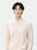 Organic Color Essential Cashmere Full-Zip Cardigan Off White - Gobi Cashmere #color_off-white