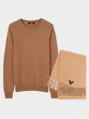 Brown sweater and matching scarf on a white background #color_unknown