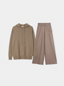 Brown hoodie and wide-leg pants on a white background #color_taupe