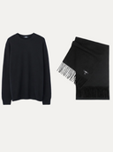 Black sweater and black scarf on a white background #color_black