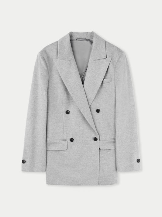 Women's Double-Breasted Cashmere Blazer Vapor Gray - Gobi Cashmere