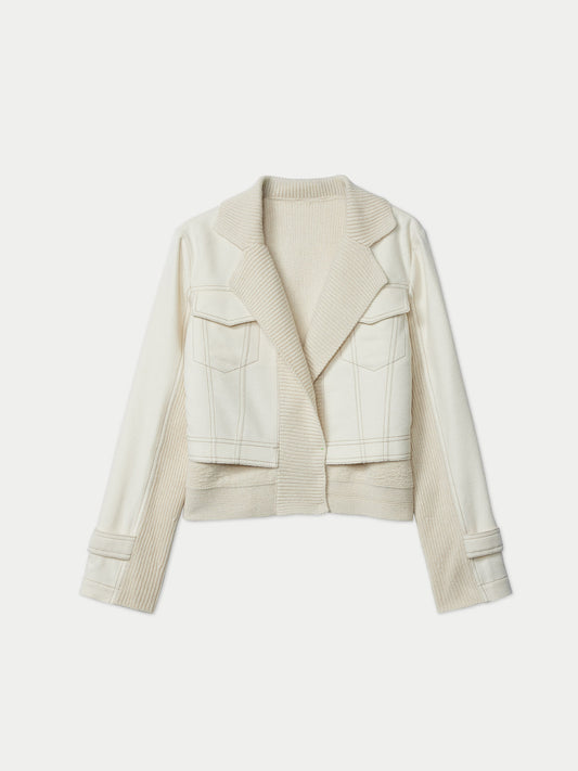 Organic Color Cashmere Knit and Sew Cropped Jacket