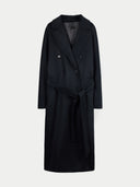 Black coat with a belt on a white background #color_black