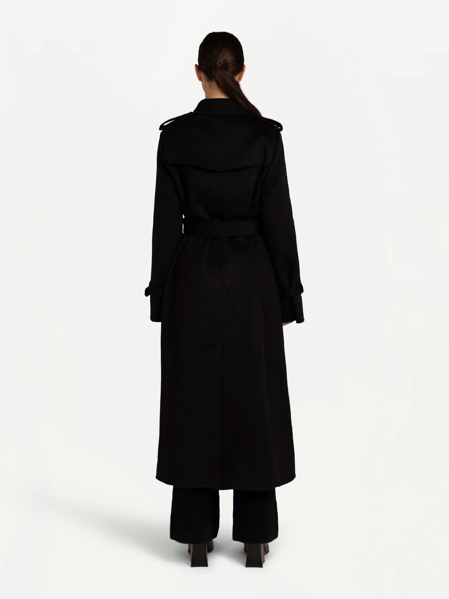 Women's Cashmere Coat with Details Black - Gobi Cashmere