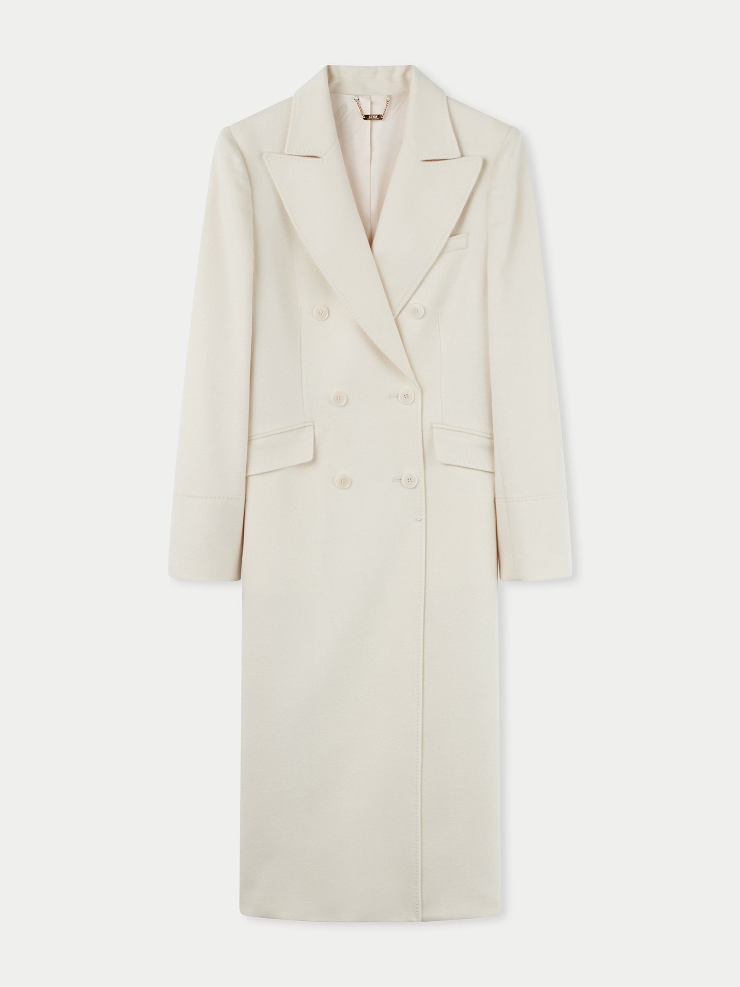 Women's Cashmere Peak Lapel Long Coat Marshmallow - Gobi Cashmere 