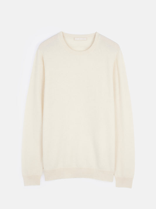 Women's Cashmere Basic Crew Neck Sweater Off White - Gobi Cashmere