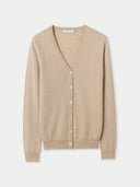 Organic Color Essential Cashmere V-Neck Cardigan Beige - Gobi Cashmere #color_beige