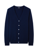 Essential Cashmere V-Neck Cardigan in Navy Blue