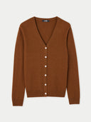Essential Cashmere V-Neck Cardigan Cinnamon Brown - Gobi Cashmere #color_cinnamon-brown