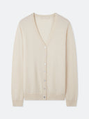 Organic Color Essential Cashmere V-Neck Cardigan Off White - Gobi Cashmere #color_off-white