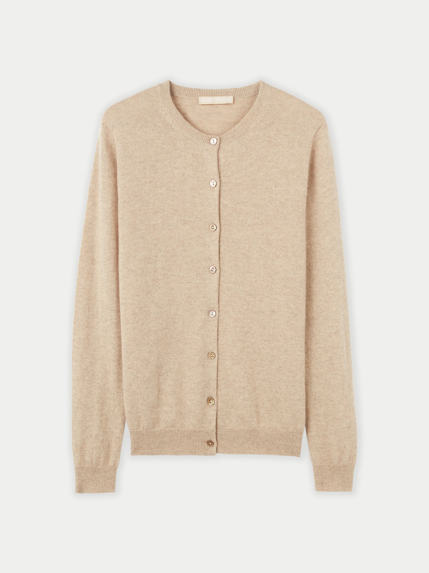 Organic Color Cashmere Crew Neck Cardigan