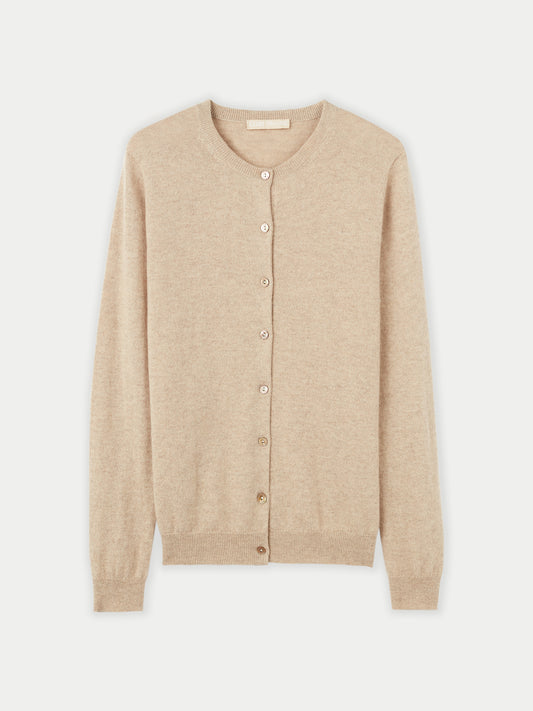 Organic Color Cashmere Crew Neck Cardigan