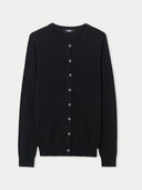 Women’s Black Crew Neck Cashmere Cardigan | GOBI US #color_black