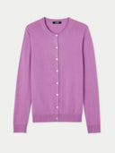 Women’s Cashmere Crew Neck Cardigan Fuchsia Pink | GOBI US #color_fuchisa-pink