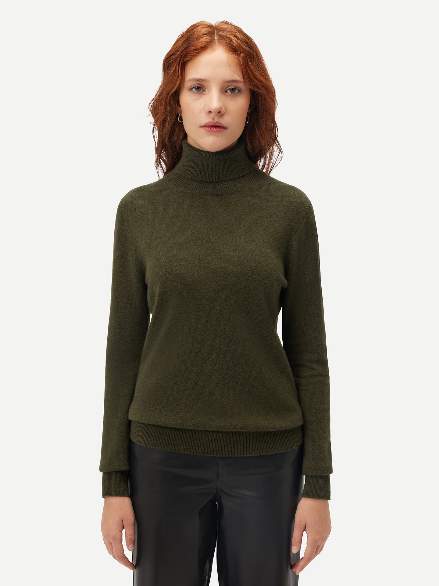 Women's Cashmere Classic Turtleneck Capulet Olive - Gobi Cashmere