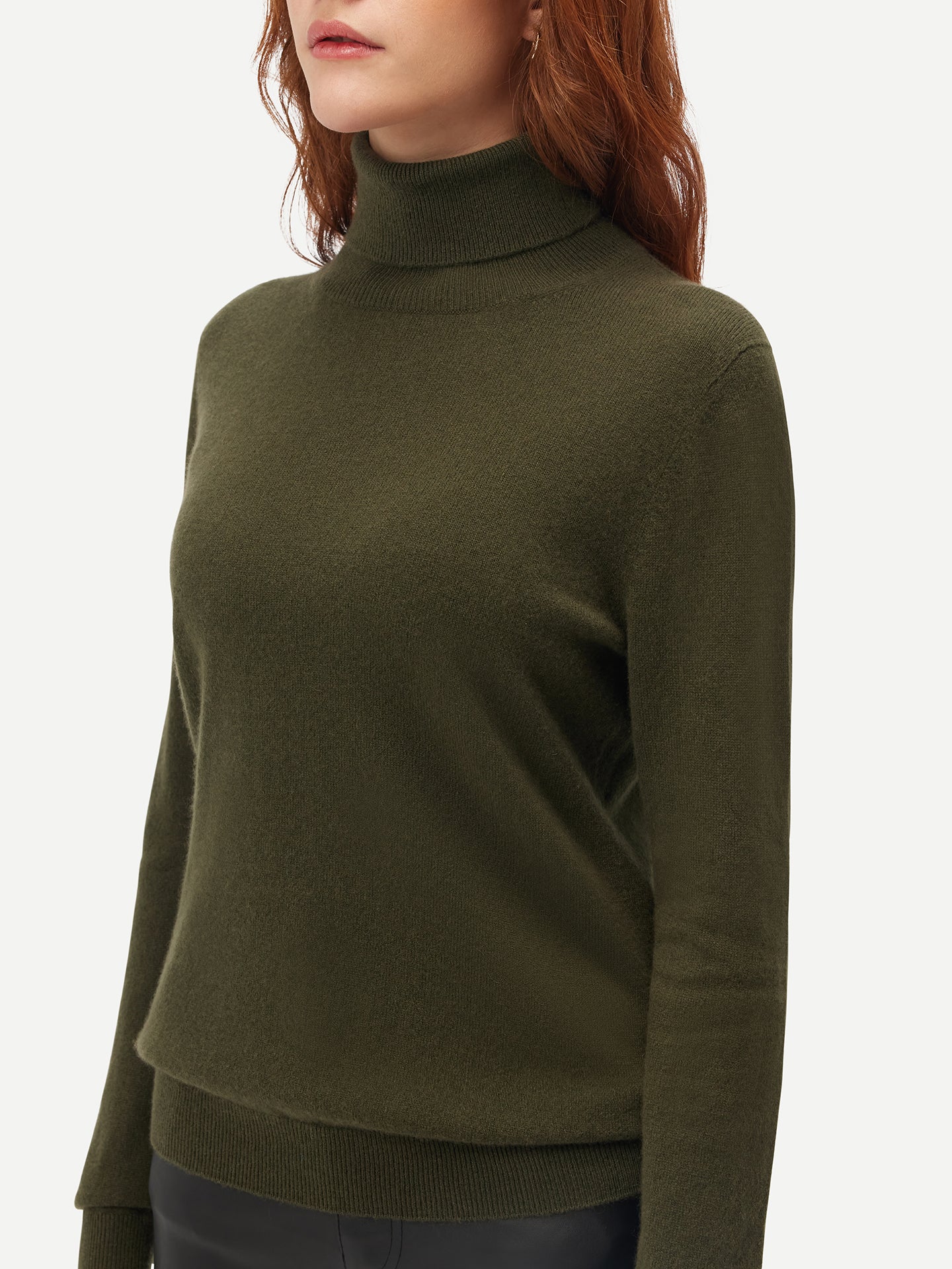 Women's Cashmere Classic Turtleneck Capulet Olive - Gobi Cashmere