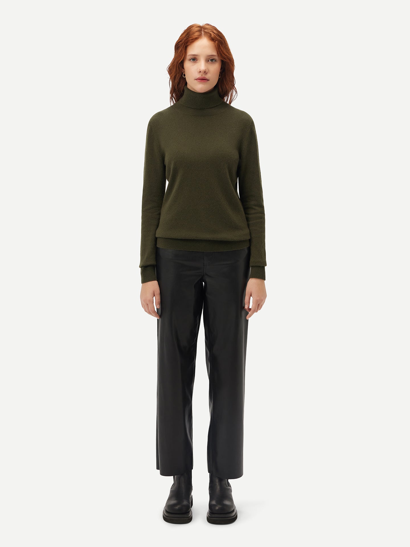 Women's Cashmere Classic Turtleneck Capulet Olive - Gobi Cashmere