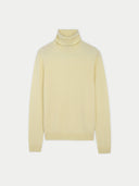 A beige turtle neck cashmere sweater with a high neck and long sleeves. #color_wax-yellow