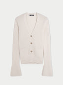 Buttoned Cashmere V-Neck Cardigan Coconut Milk - Gobi Cashmere #color_coconut-milk