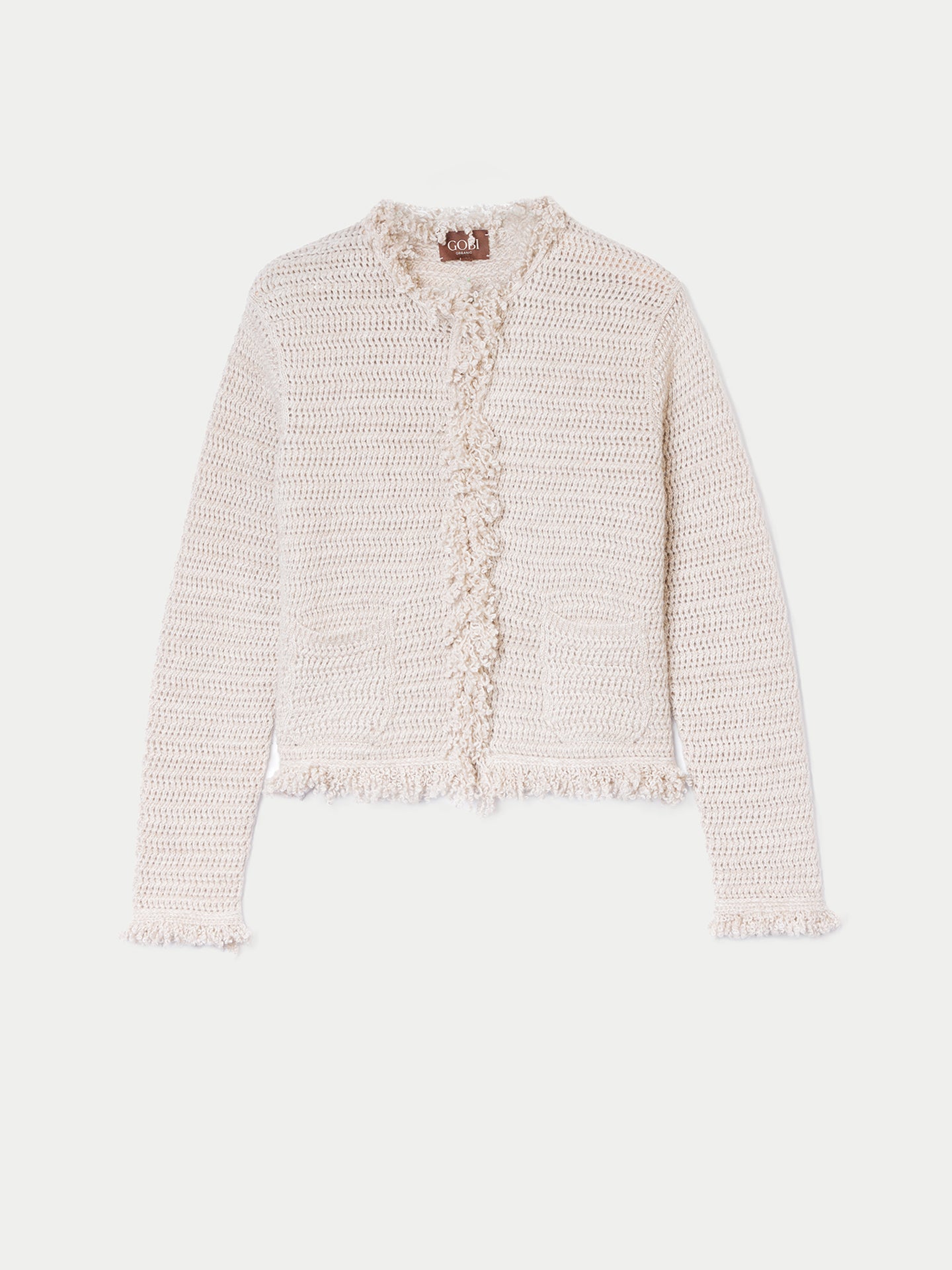 Women's Organic Color Cashmere Cardigan with Frayed Edges