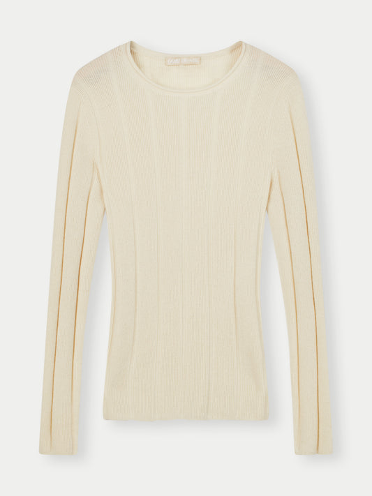 Women's Organic C-Neck Cashmere Sweater White - Gobi Cashmere