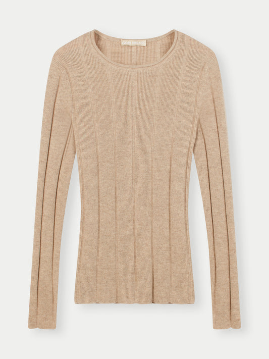 Women's Organic C-Neck Cashmere Sweater Taupe - Gobi Cashmere