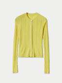 yellow crewneck lined cardigan #color_blazzing-yellow