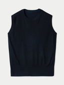 black cashmere v-neck vest #color_black