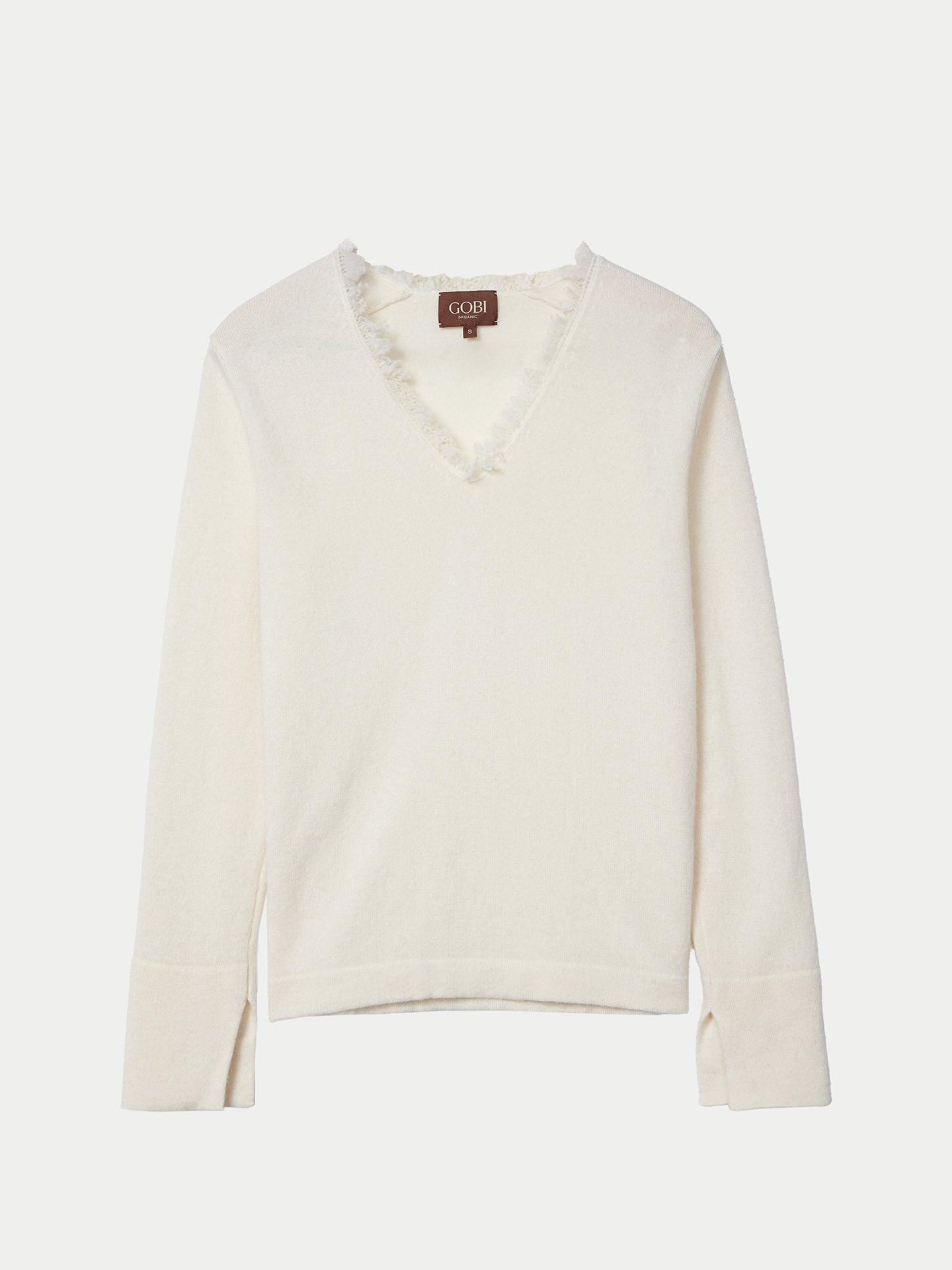 Organic Colour Fringed V-Neck Cashmere Sweater