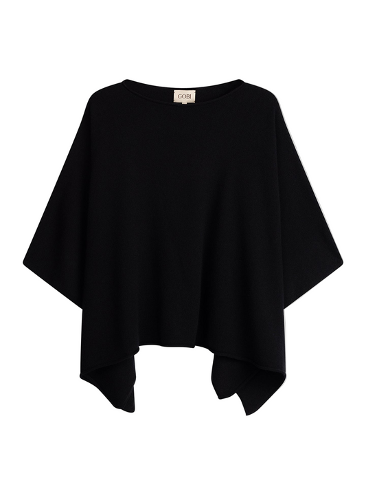 Timeless Boat Neck Cashmere Poncho Black - Gobi Cashmere amazonimage