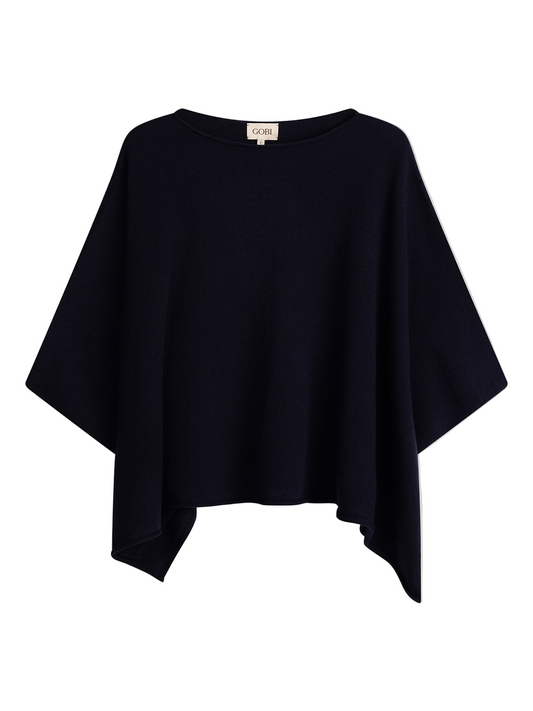 Timeless Boat Neck Cashmere Poncho Navy Blazer - Gobi Cashmere amazonimage