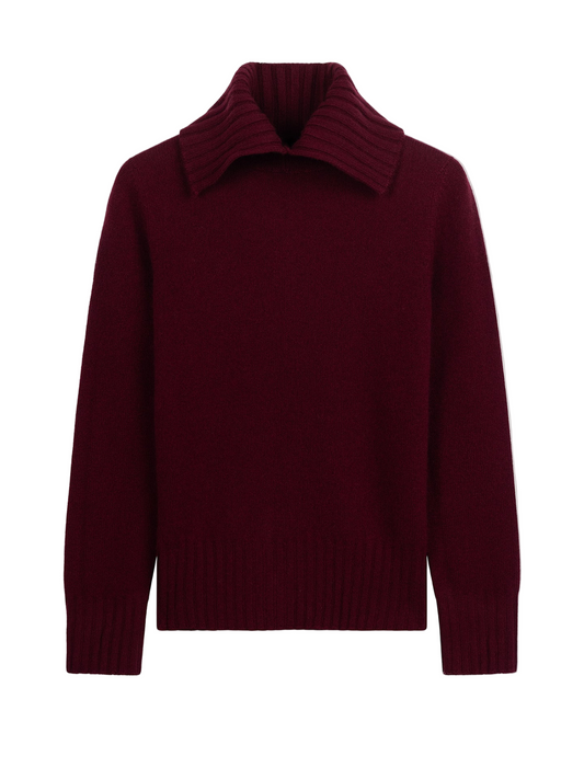 Slit T-Neck Sweater Zinfandel - Gobi Cashmere amazonimage