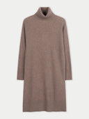 Organic Color Seamless T-Neck Cashmere Dress Taupe - Gobi Cashmere #color_taupe