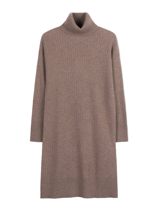 Organic Color Seamless T-Neck Cashmere Dress Taupe - Gobi Cashmere amazonimage