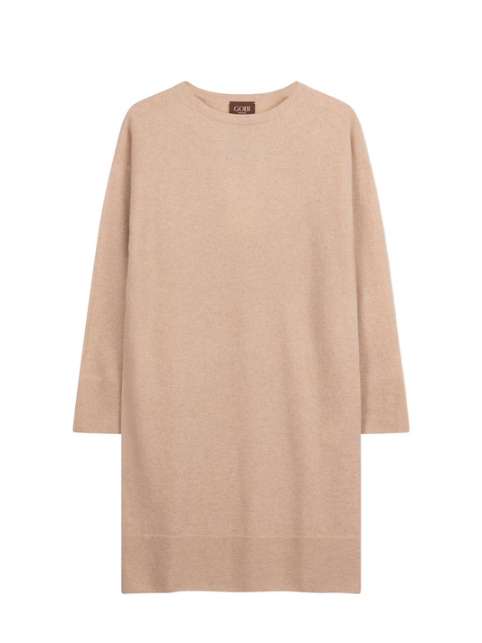 Organic Color C-Neck Knit Dress Beige - Gobi Cashmere amazonimage