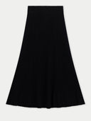 Black calf length skirt on a white background  #color_black