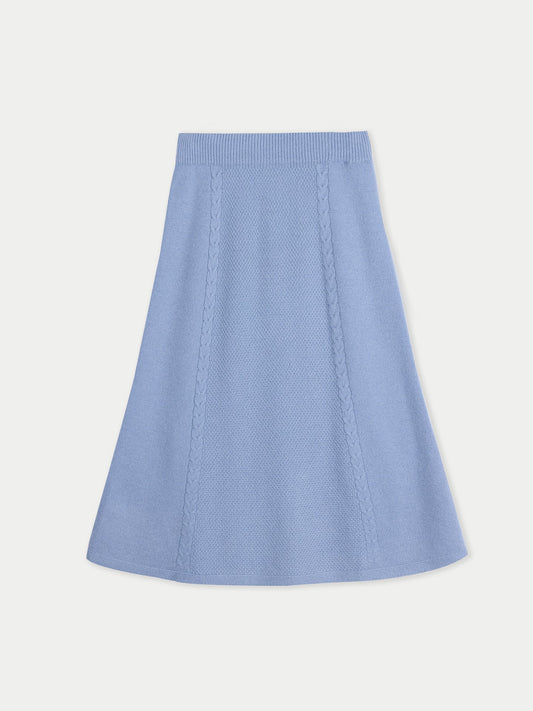A-Line Cashmere Knitted Skirt Dusty Blue - Gobi Cashmere